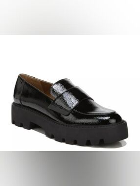 Franco Sarto Brindy Platform Penny Loafer Lug Sole Block Patent Leather Black 11